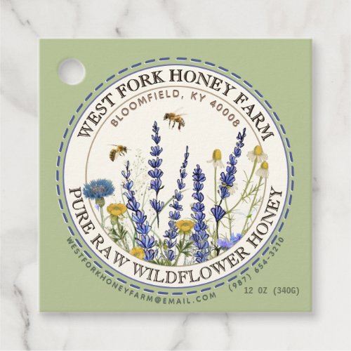 Cottage Garden Wild Meadow Honey with honeybees Favor Tags