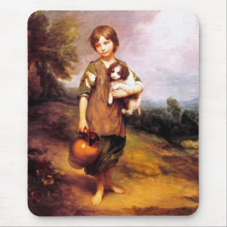 Cottage Girl with Dog Mouse Pad