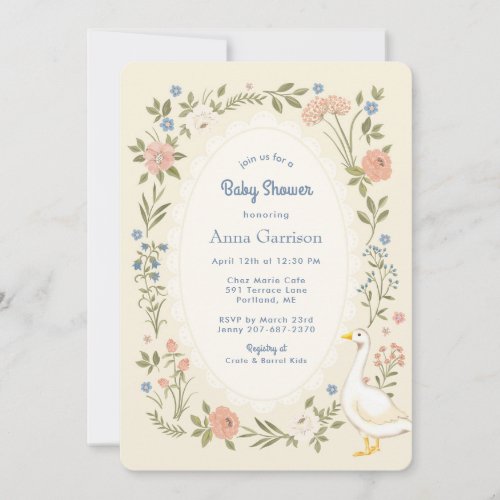 Cottage Goose Cream Invitation