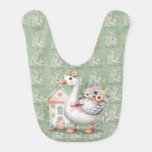 Cottage Goose Floral House Scene Baby Bib