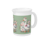 Cottage Goose Floral House Scene Beverage Pitcher