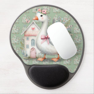 Cottage Goose Floral House Scene Gel Mouse Pad
