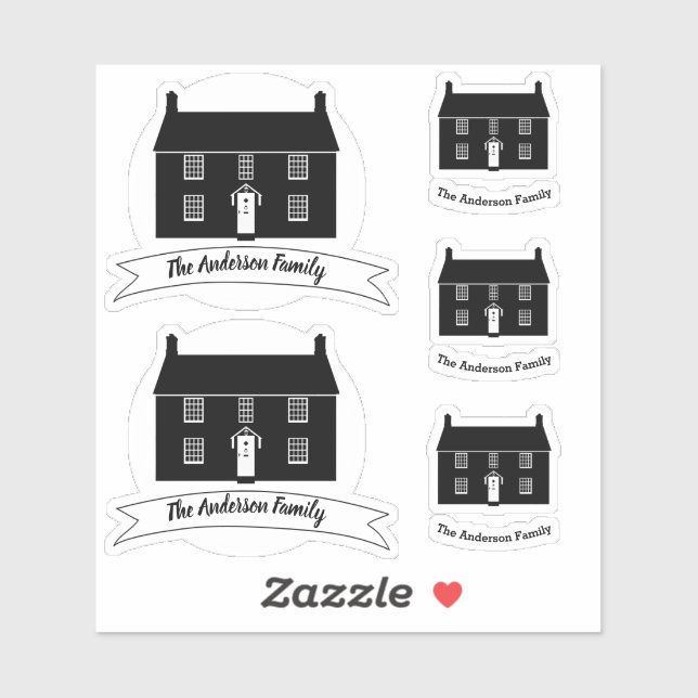 Cottage Graphic with Custom House / Family Name Sticker (Sheet)