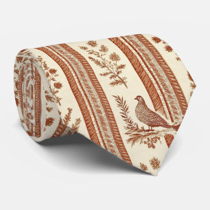 Cottage Hen Toile Terracotta Floral Pattern Neck Tie