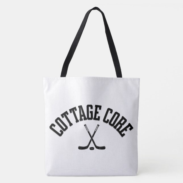 cottage hockey heated rivalry tote bag (Front)