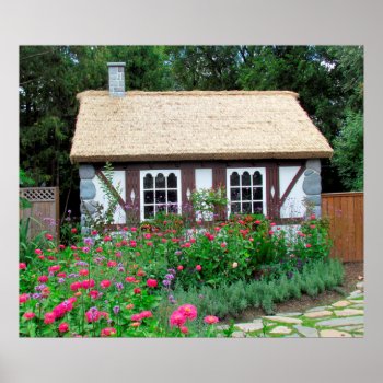 Cottage In The English Gardens Poster by Koobear at Zazzle