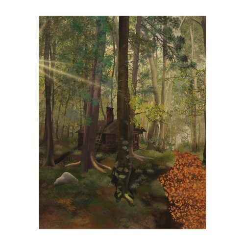 Cottage In The Woods Wood Wall Art