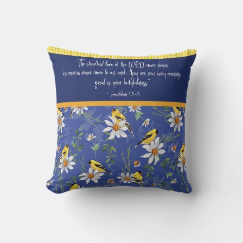 Cottage inspired with birds and bible verse throw pillow
