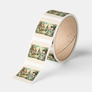 Cottage Leprechaun Patchwork Quilt Scene Square Sticker