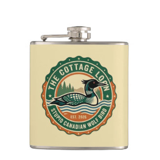 Cottage Loon Stupid Canadian Wolf Bird  Flask