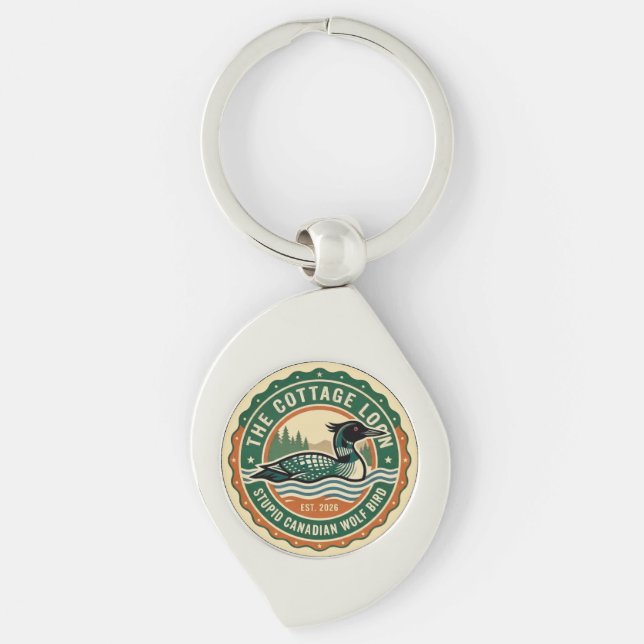 Cottage Loon Stupid Canadian Wolf Bird  Keychain (Front)