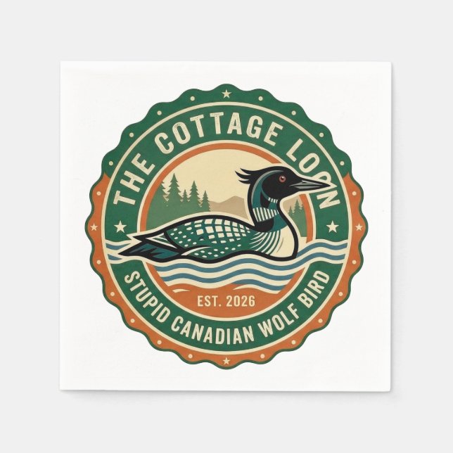 Cottage Loon Stupid Canadian Wolf Bird  Napkins (Front)