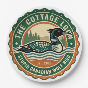 Cottage Loon Stupid Canadian Wolf Bird Paper Plates