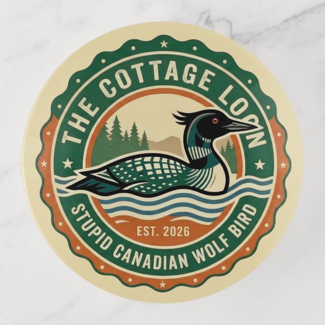 Cottage Loon Stupid Canadian Wolf Bird  Trinket Tray (Front)