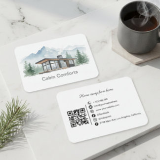 Cottage Mountain Cabin Rental QR Code  Business Card