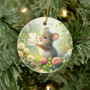 Cottage Mouse Love Letter Meadow Ceramic Ornament