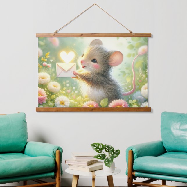 Cottage Mouse Love Letter Meadow Hanging Tapestry (Living Room)