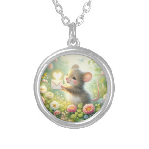 Cottage Mouse Love Letter Meadow Silver Plated Necklace