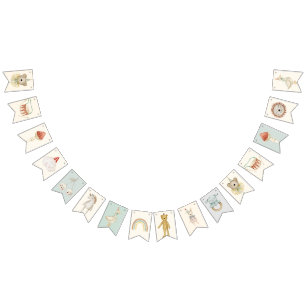 Cottage Mushroom Wooden Toys Baby  Birthday  Bunting Flags