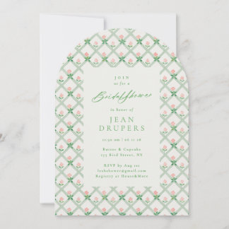 Cottage Pink Floral Trellis Bridal Shower Party Invitation