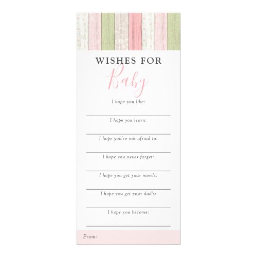 Cottage Pink Wishes For Baby Shower Game Rack Card