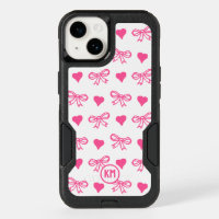 Cottage Ribbon Monogram Pattern Heart Bow Tie