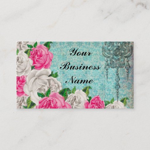 Customizable Cottage Rose &amp; Lace Business Card
