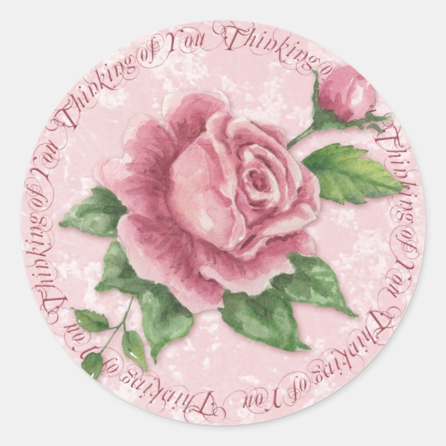 Cottage Rose Thinking of You Sticker - SRF (Front)