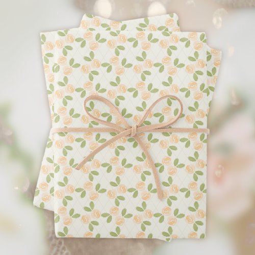 Cottage Roses in light orange Wrapping Paper Sheets