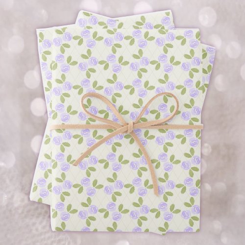 Cottage Roses in mauve purple Wrapping Paper Sheets