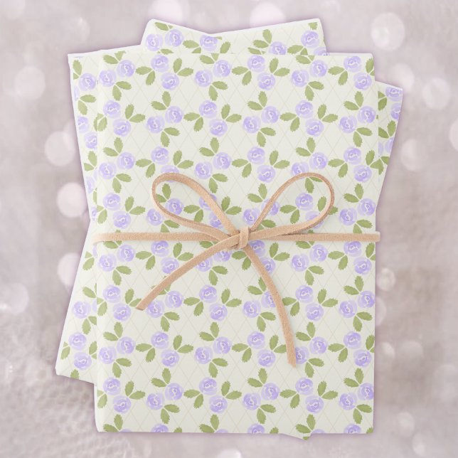 Cottage Roses in mauve purple Wrapping Paper Sheets (Creator Uploaded)