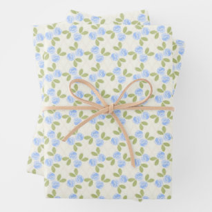 Cottage Roses in sky blue Wrapping Paper Sheets
