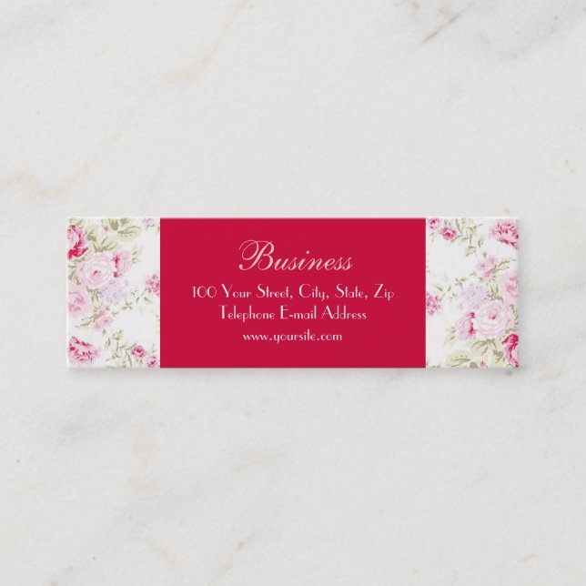 Cottage Roses Skinny White Business Card 2 (Front)
