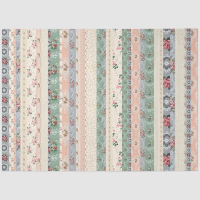Cottage Roses Wallpaper Strips Tissue Paper (Front)