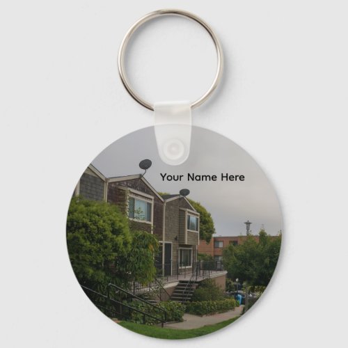 Cottage Row Victorian Houses Keychain