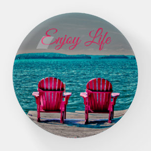 Cottage Rustic Adirondack Chairs Enjoy Life Paperweight