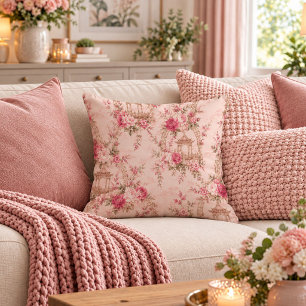 Cottage Shabby Chic Pastel Pink Floral Pillow Art
