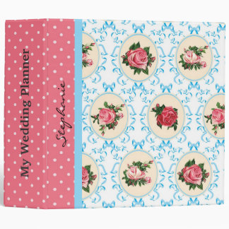 Cottage Shabby Pink Roses & Polka Dots Wedding Binder