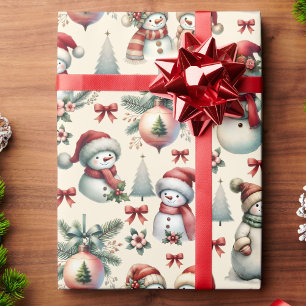 Cottage Snowman Christmas Roll of Wrapping Paper