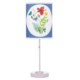 Cottage Style Decor Table Lamp / Wildflower Print