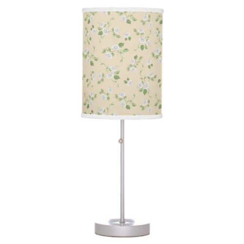 Cottage Style Floral White Daisies Cream Table Lamp