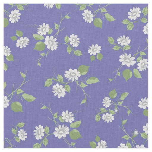 Cottage Style Periwinkle Floral Daisy Fabric