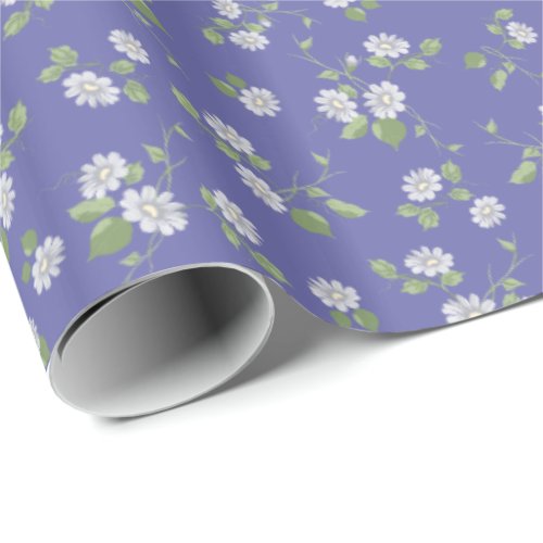 Cottage Style Periwinkle Floral Wrapping Paper