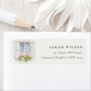 Cottage Vintage Floral Window Moved Address Label
