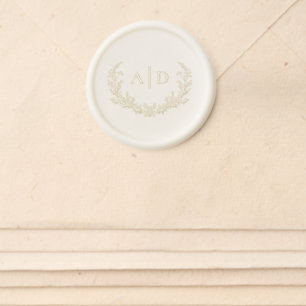 Cottage Wedding Monogram Laurel Wax Seal Sticker