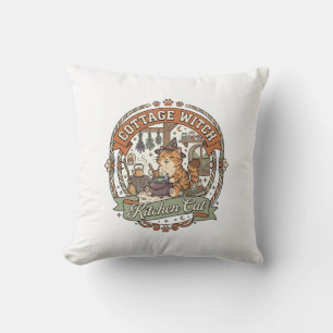 Cottage Witch Kitchen Cat Cottage Witch Kitchen Ca Throw Pillow