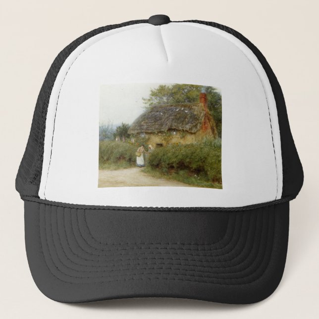 Cottage With Sunflowers Trucker Hat (Front)
