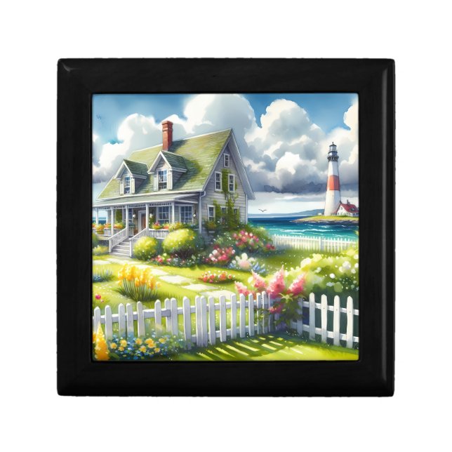 Cottage With View Of The Lighthouse Gift Box (Front)