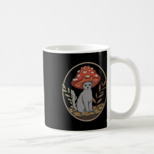 Cottagecore Aesthetic Cat With Mushroom Hat Coffee Mug