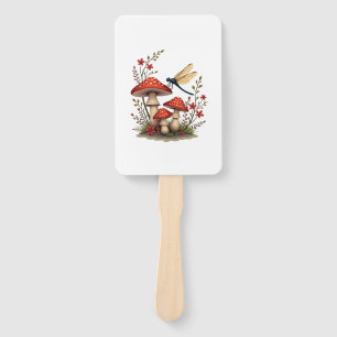 Cottagecore Aesthetic Dragonfly Mushroom Witchy Fl Hand Fan